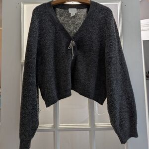 H&M Charcoal Gray Snap Front Cardigan Women's XL Cozy Layering Sweater